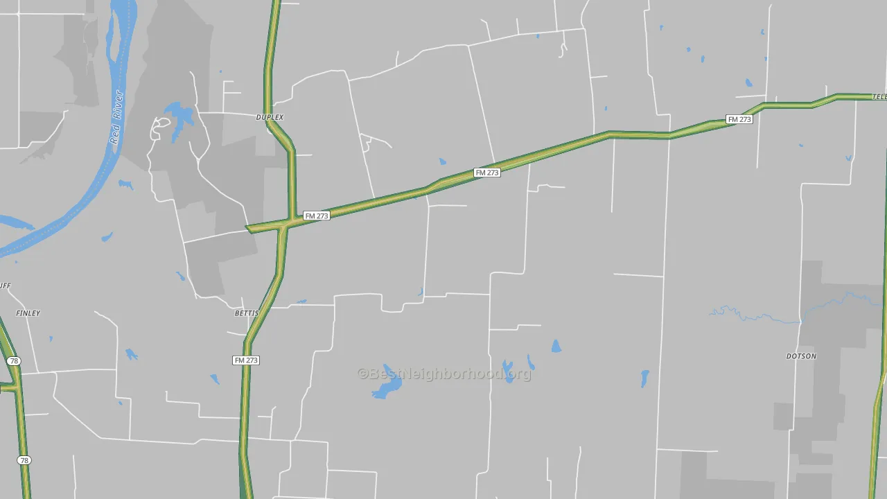 Ivanhoe, TX Map of Noise Levels in Ivanhoe