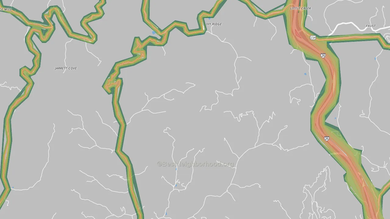 Ivy Ridge, NC Map of Noise Levels in Ivy Ridge