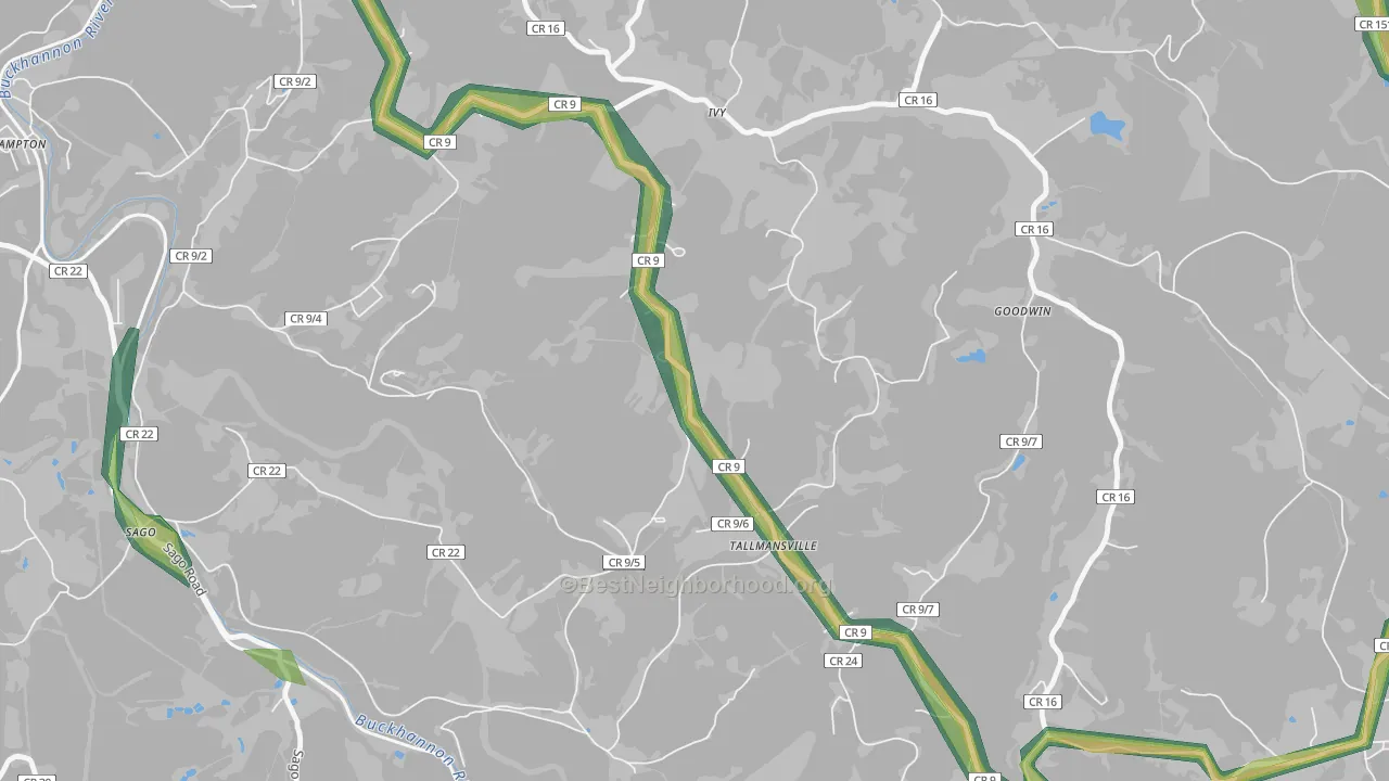 Ivy, WV Map of Noise Levels in Ivy