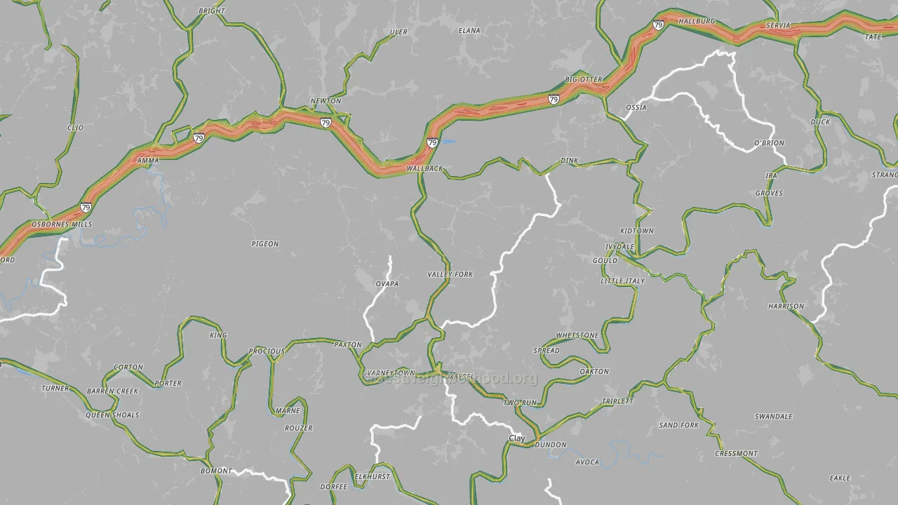 Ivydale, WV Map of Noise Levels in Ivydale
