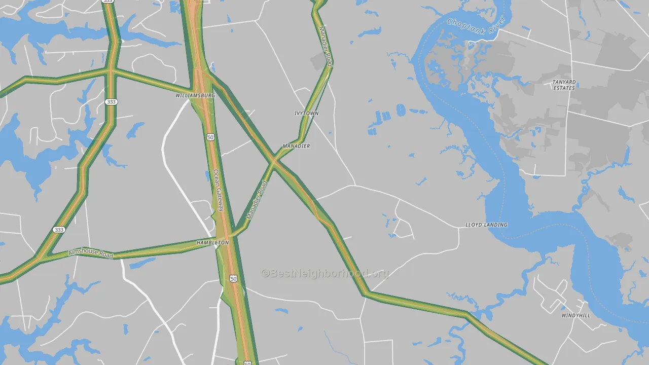 Ivytown, MD Map of Noise Levels in Ivytown