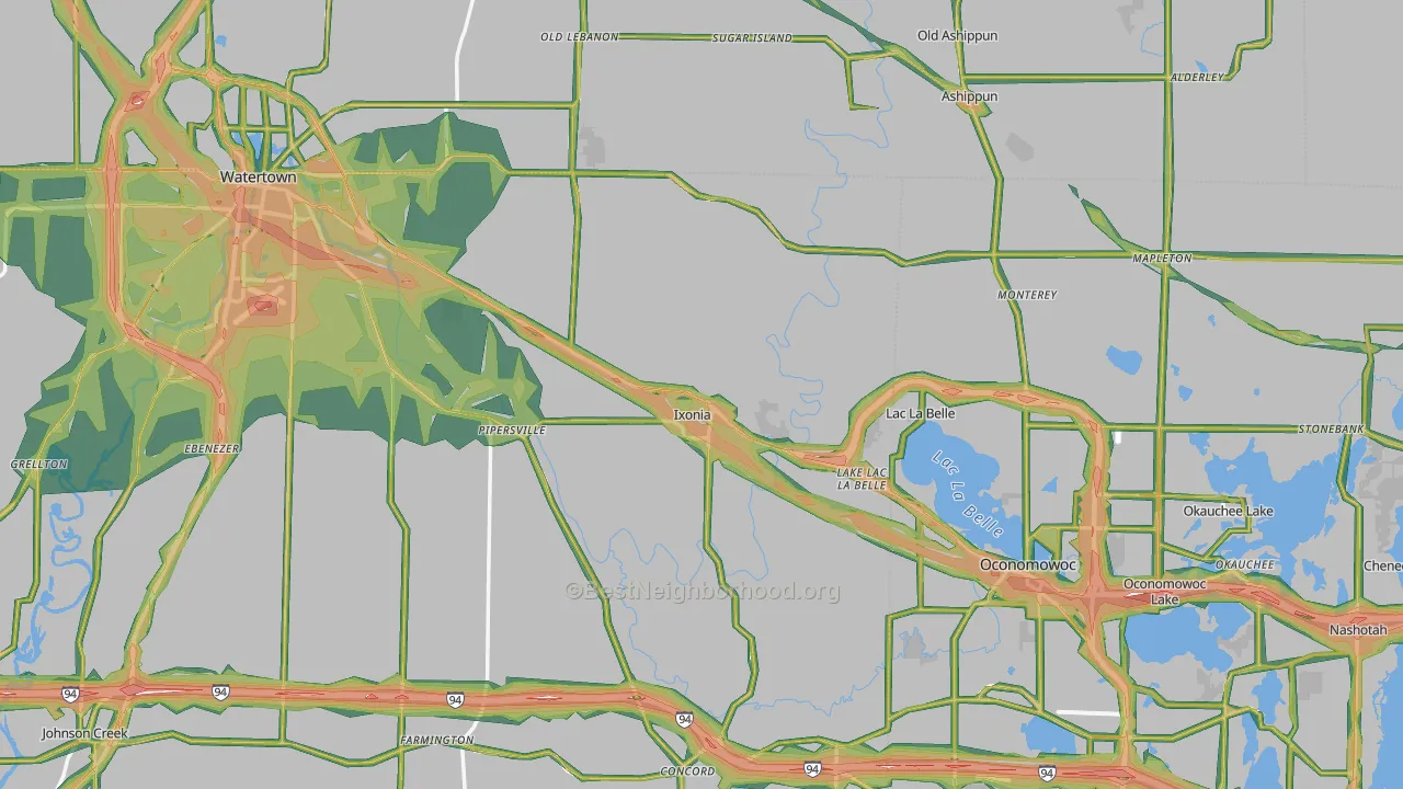 Ixonia, WI Map of Noise Levels in Ixonia