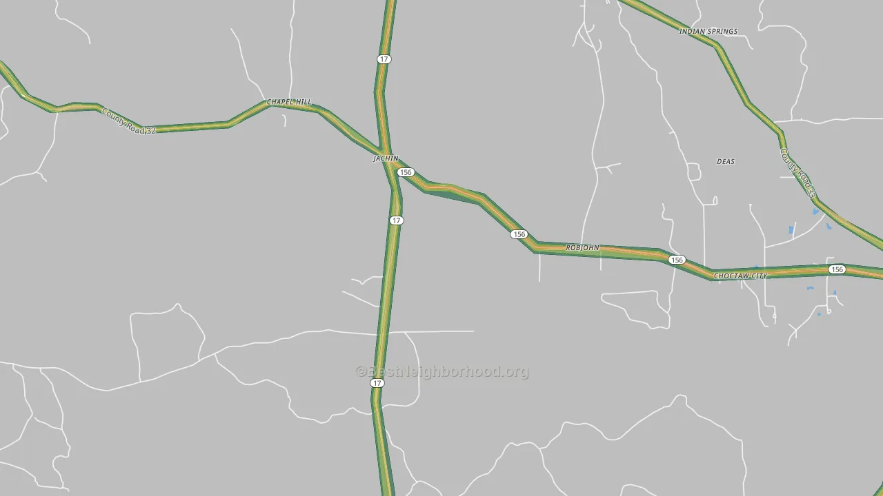 Jachin, AL Map of Noise Levels in Jachin