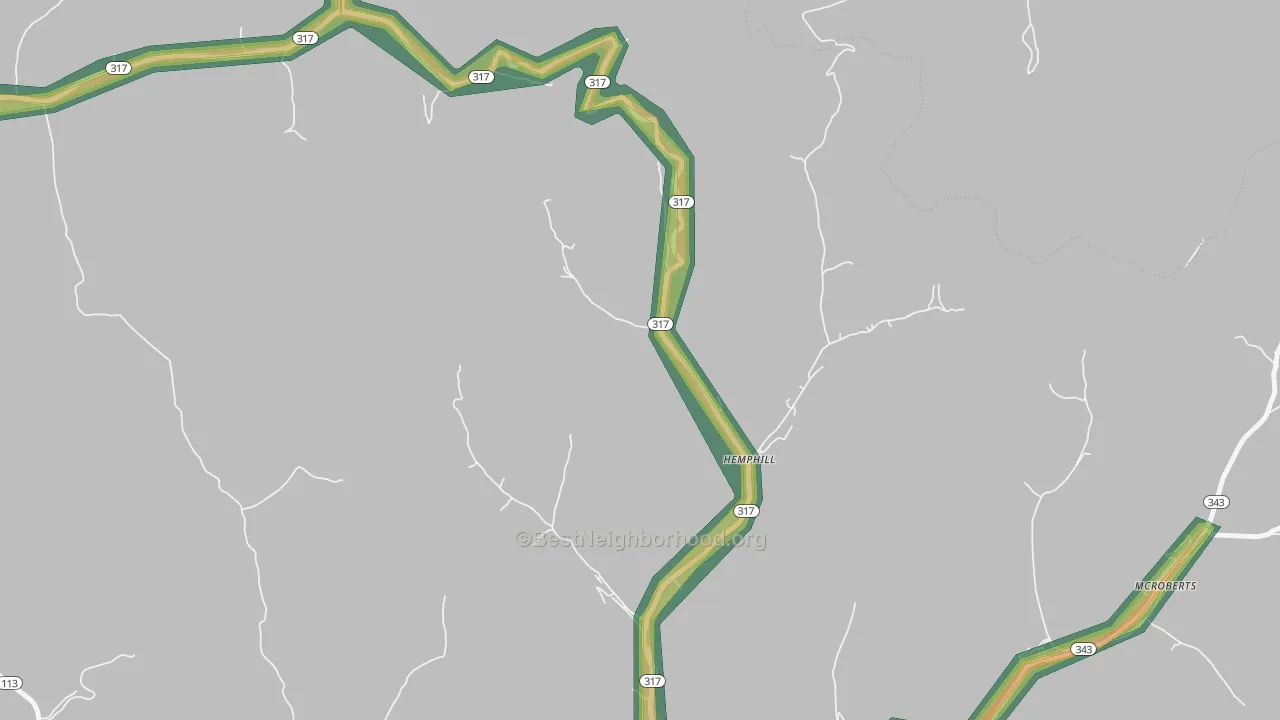 Jackhorn, KY Map of Noise Levels in Jackhorn