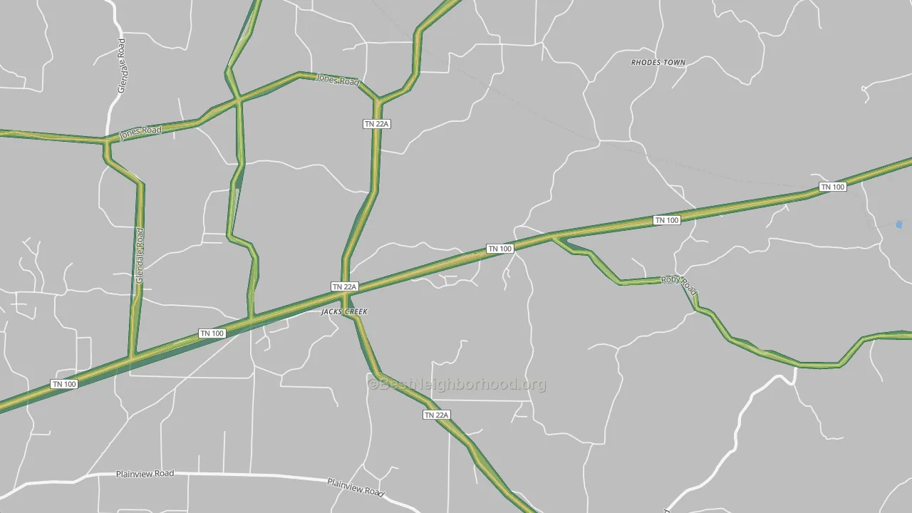 Jacks Creek, TN Map of Noise Levels in Jacks Creek