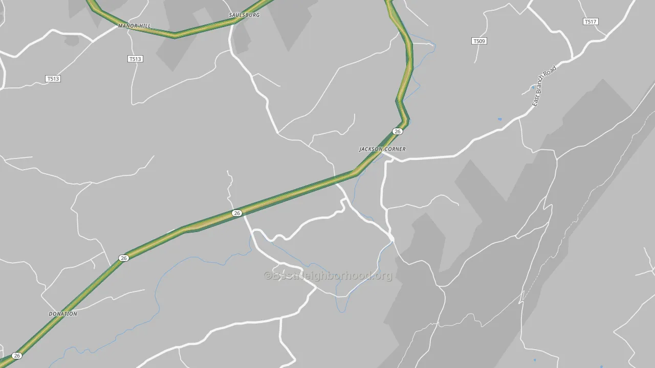 Jackson Corner, PA Map of Noise Levels in Jackson Corner