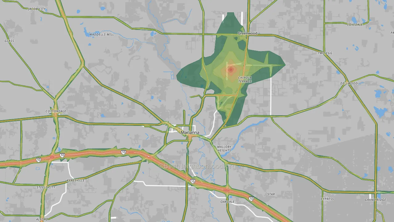 Jackson County, FL Map of Noise Levels in Jackson County