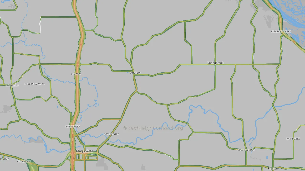 Jackson County, IA Map of Noise Levels in Jackson County
