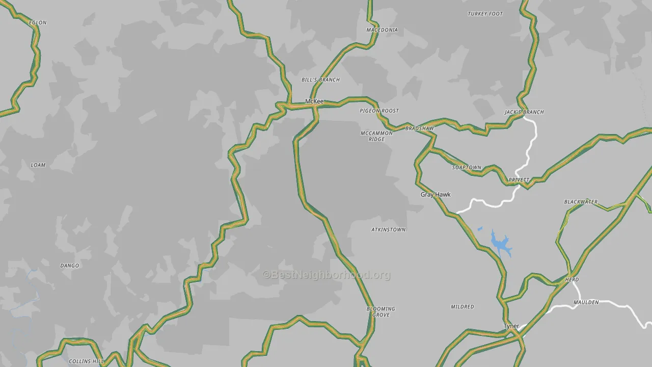 Jackson County, KY Map of Noise Levels in Jackson County