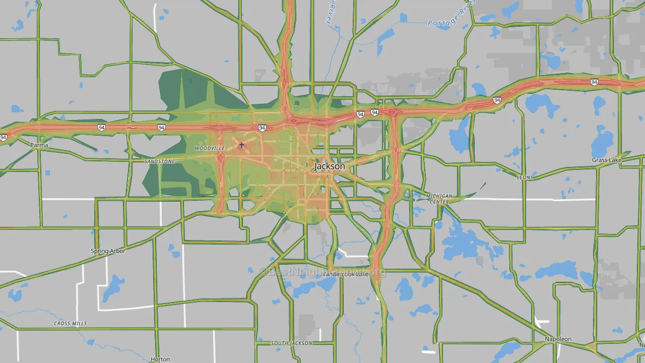 Jackson County, MI Map of Noise Levels in Jackson County