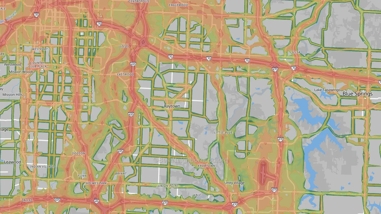 Jackson County, MO Map of Noise Levels in Jackson County