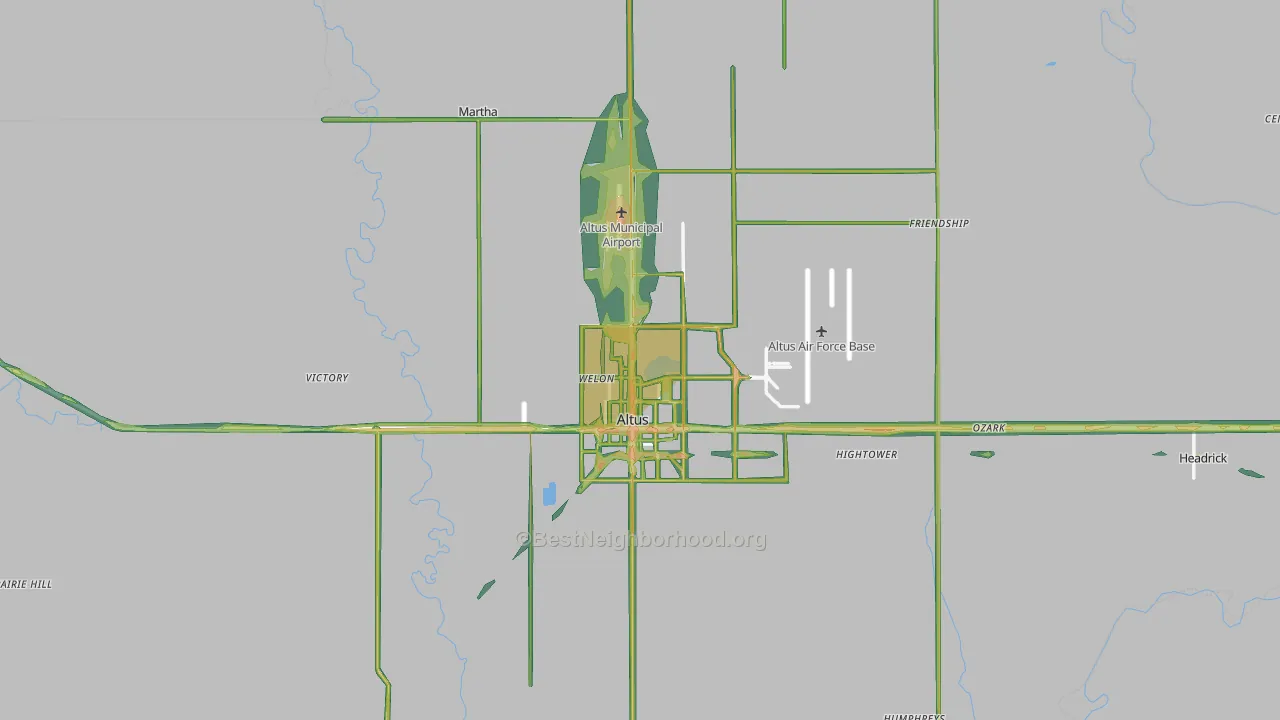 Jackson County, OK Map of Noise Levels in Jackson County