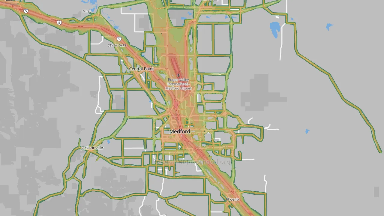 Jackson County, OR Map of Noise Levels in Jackson County