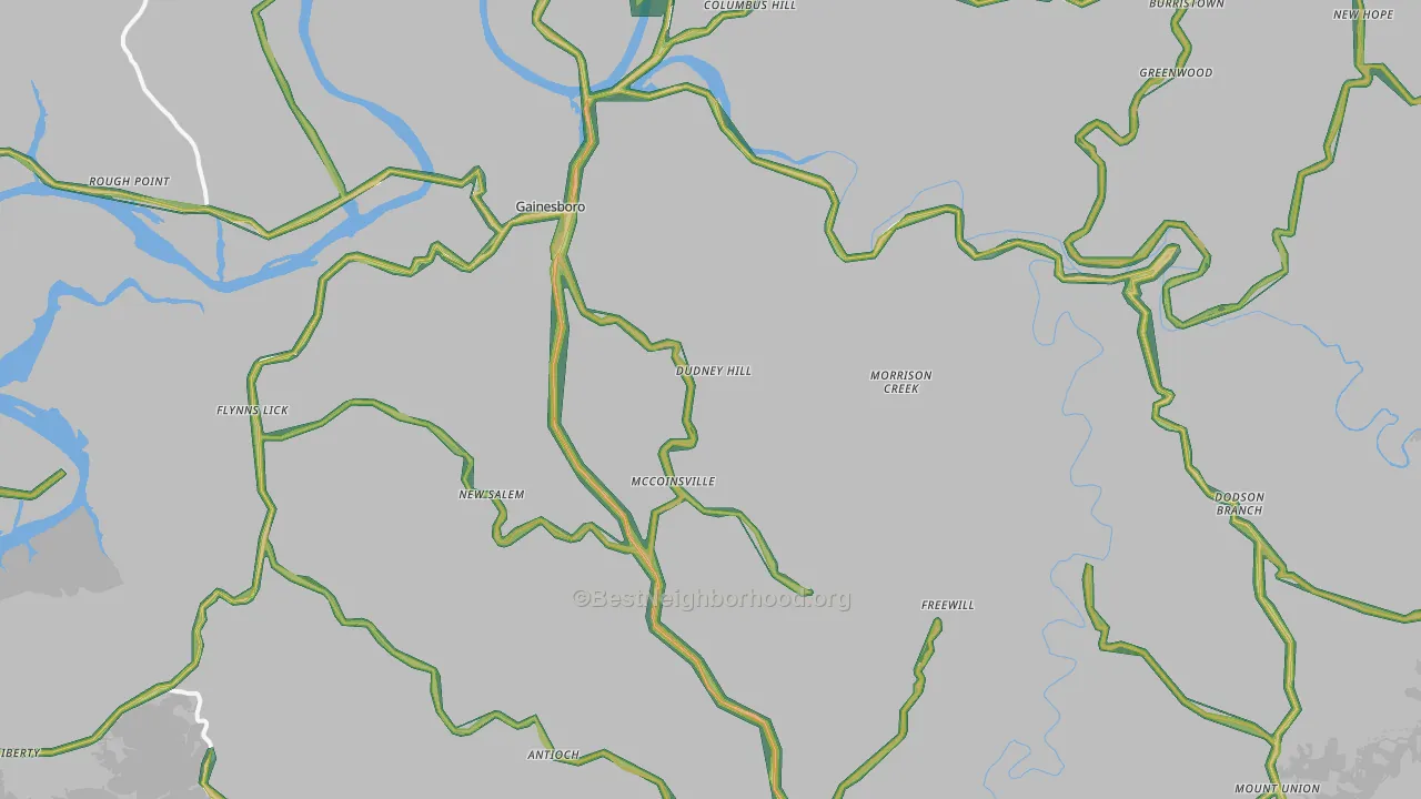 Jackson County, TN Map of Noise Levels in Jackson County