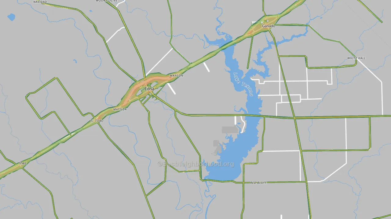 Jackson County, TX Map of Noise Levels in Jackson County