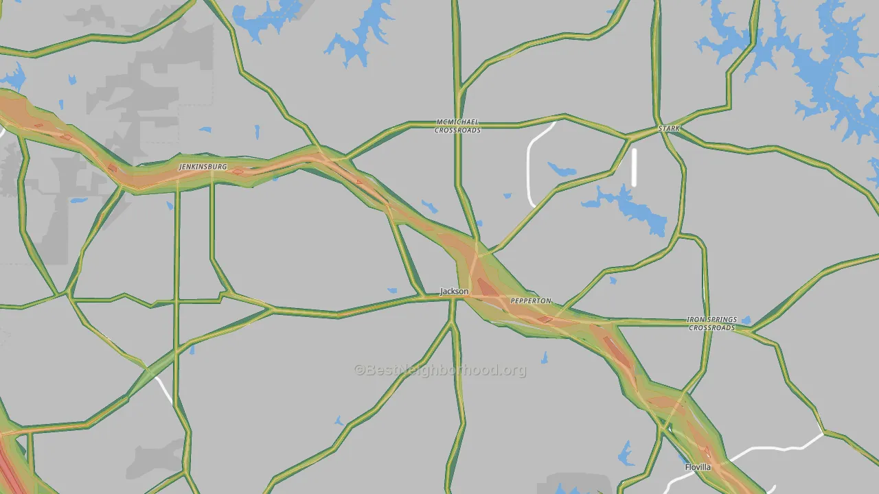 Jackson, GA Map of Noise Levels in Jackson