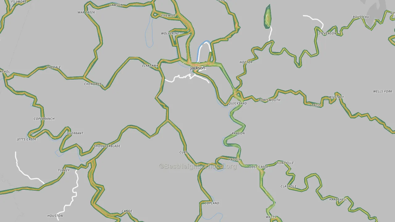 Jackson, KY Map of Noise Levels in Jackson