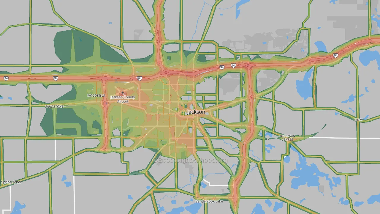 Jackson, MI Map of Noise Levels in Jackson