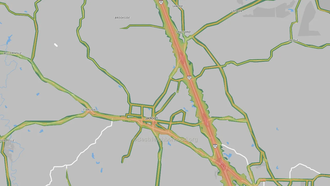Jackson, MO Map of Noise Levels in Jackson