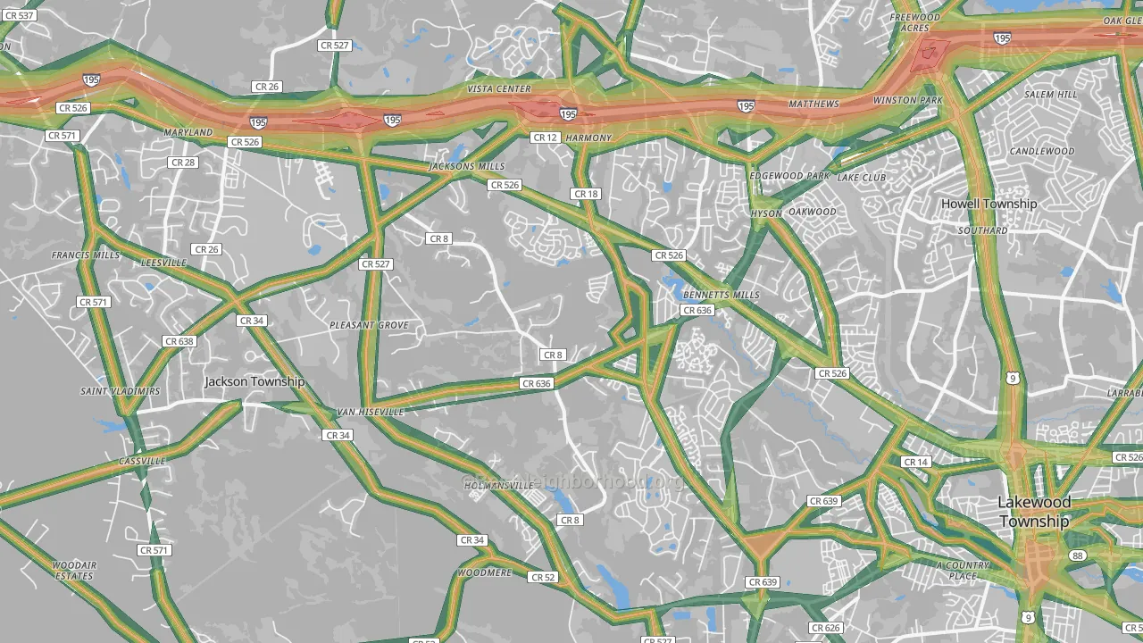 Jackson, NJ Map of Noise Levels in Jackson