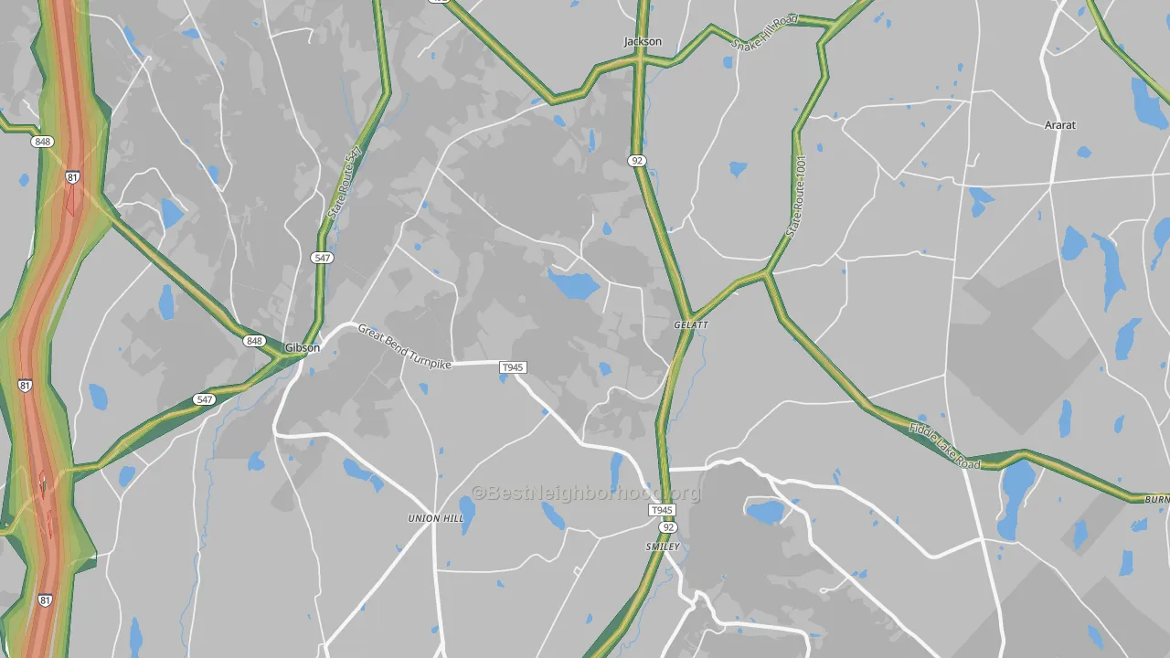 Jackson, PA Map of Noise Levels in Jackson
