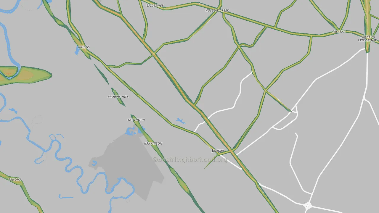 Jackson, SC Map of Noise Levels in Jackson