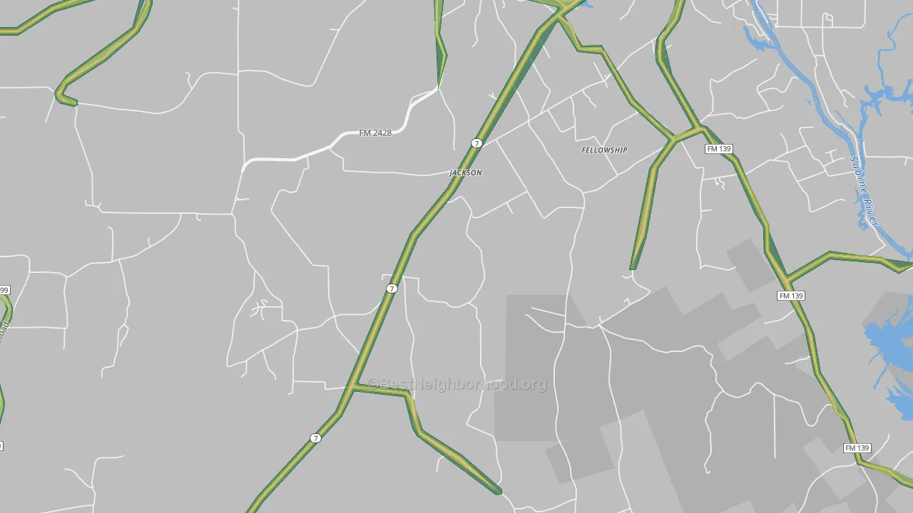 Jackson, TX Map of Noise Levels in Jackson
