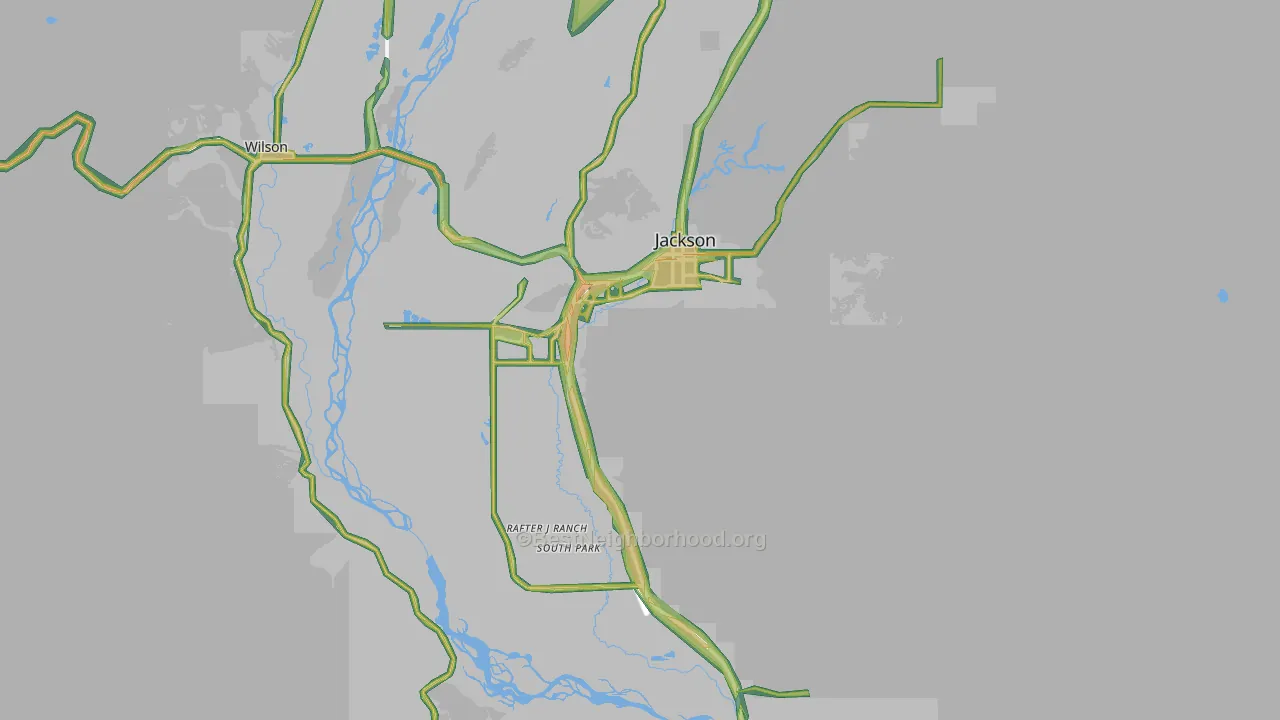 Jackson, WY Map of Noise Levels in Jackson