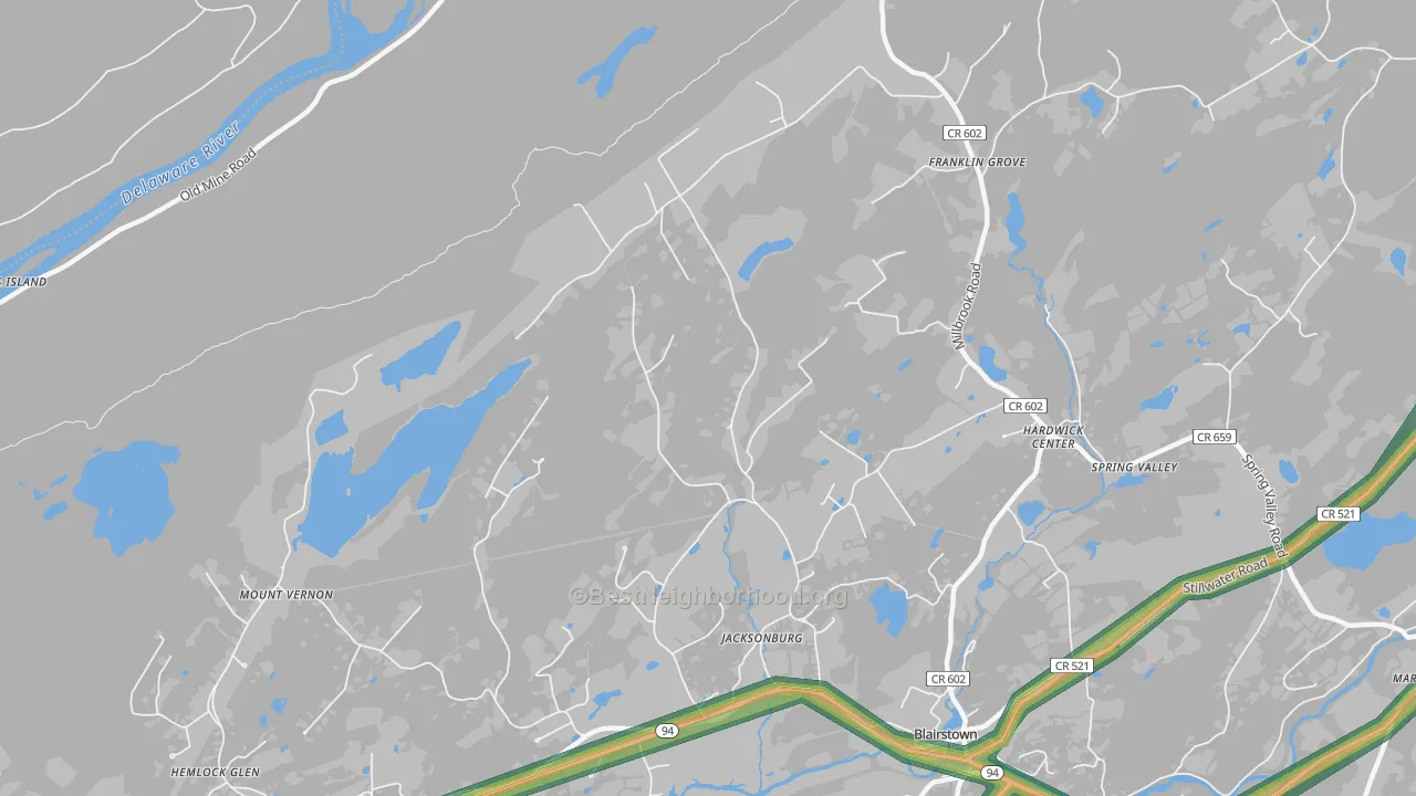 Jacksonburg, NJ Map of Noise Levels in Jacksonburg
