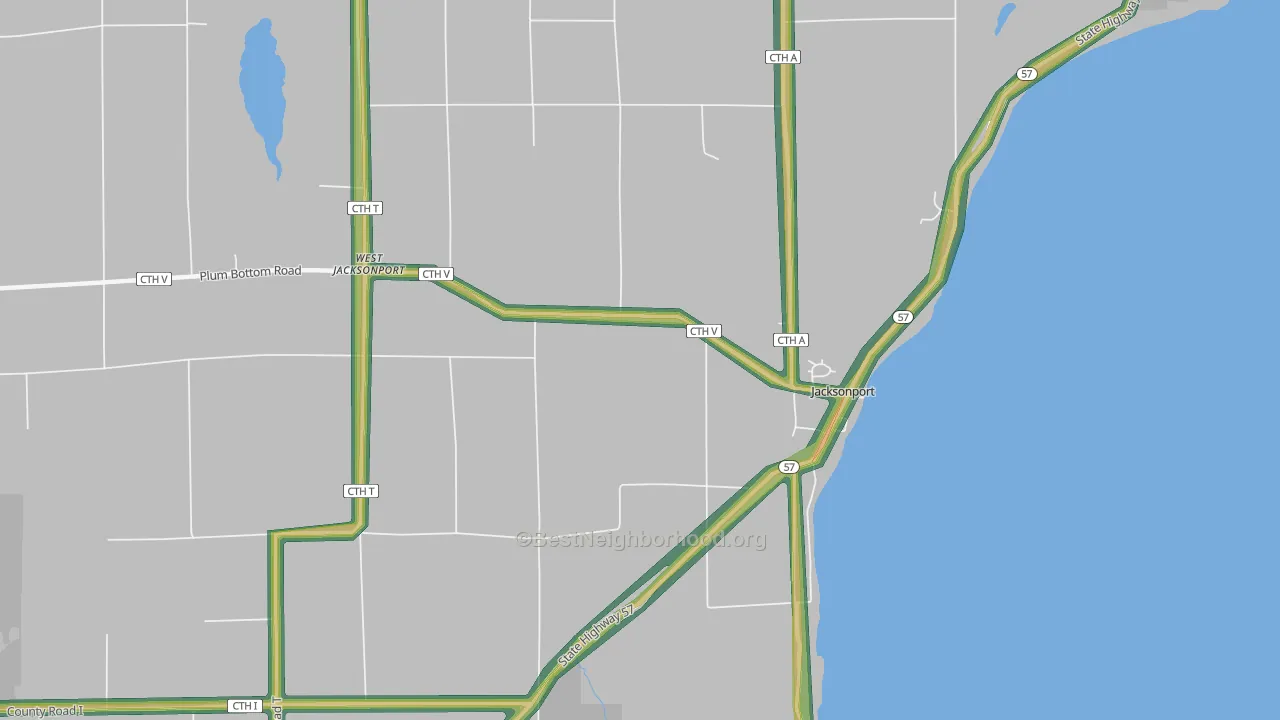 Jacksonport, WI Map of Noise Levels in Jacksonport
