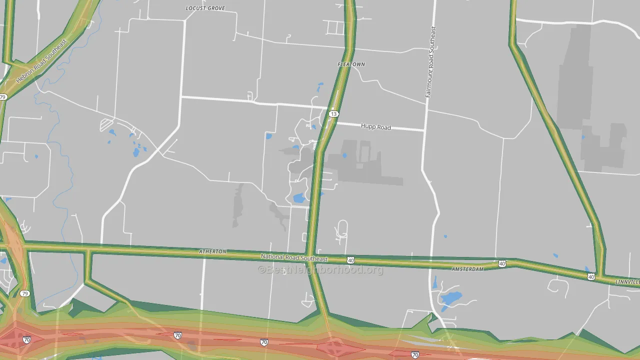 Jacksontown, OH Map of Noise Levels in Jacksontown