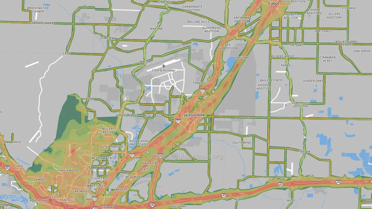 Jacksonville, AR Map of Noise Levels in Jacksonville
