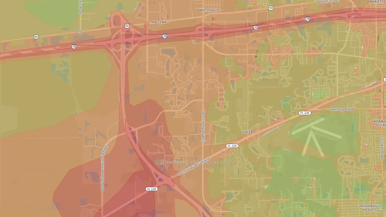 Jacksonville Farms-Terrace, Jacksonville, FL Map of Noise Levels in Jacksonville Farms-Terrace