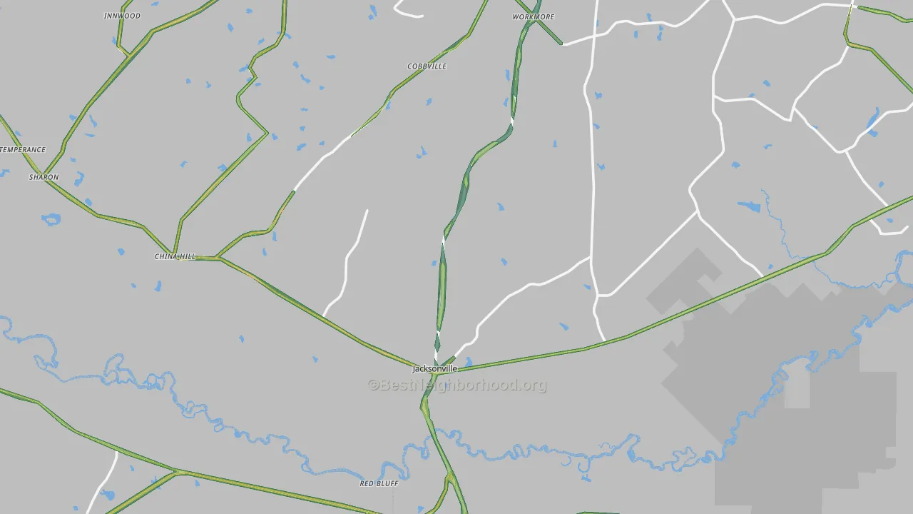 Jacksonville, GA Map of Noise Levels in Jacksonville