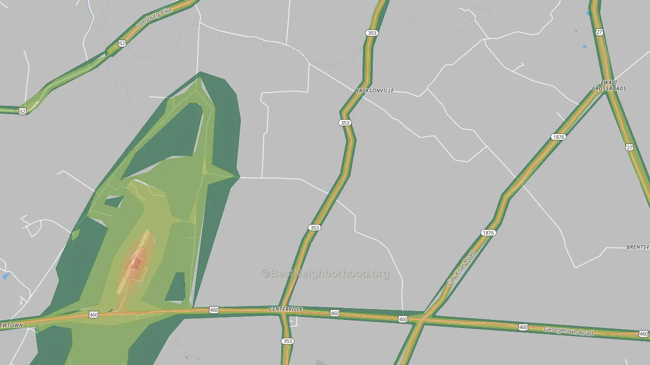 Jacksonville, KY Map of Noise Levels in Jacksonville