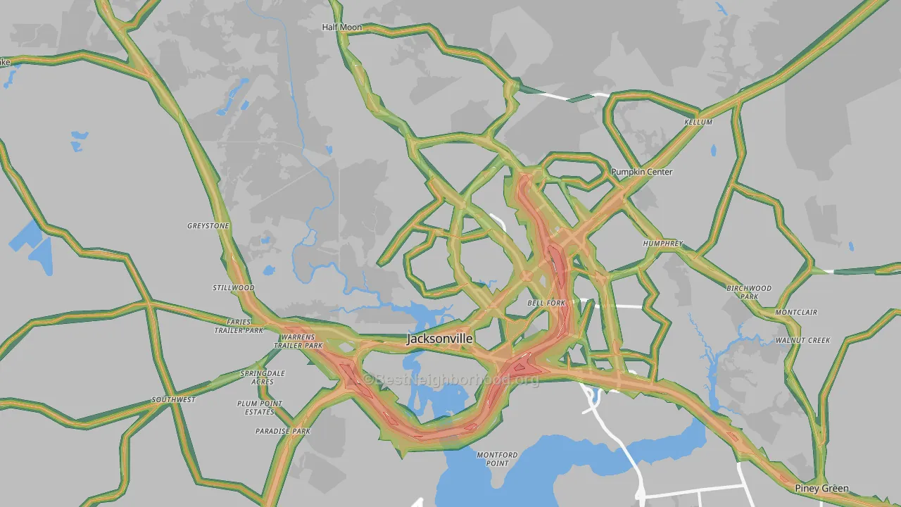 Jacksonville, NC Map of Noise Levels in Jacksonville