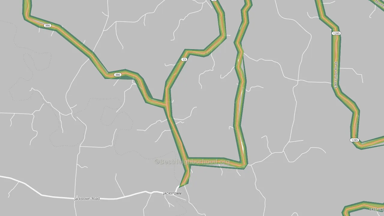 Jackstown, KY Map of Noise Levels in Jackstown