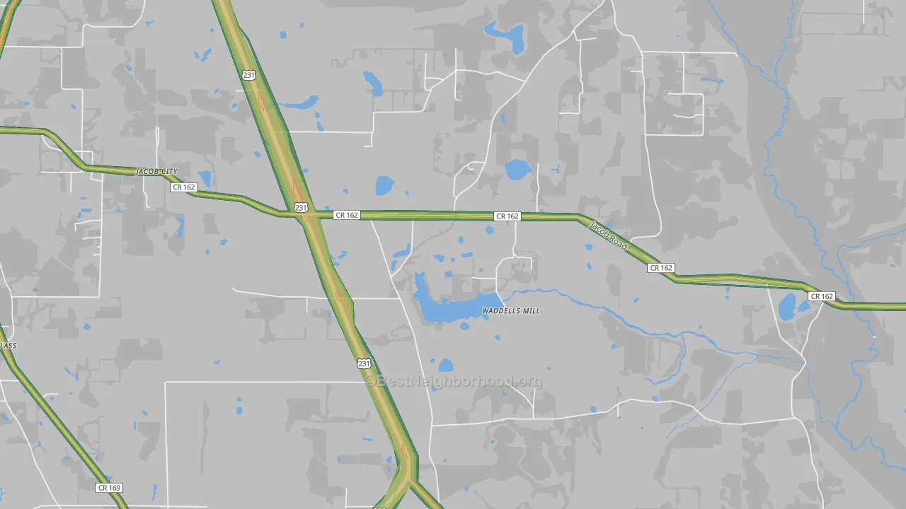 Jacobs, FL Map of Noise Levels in Jacobs