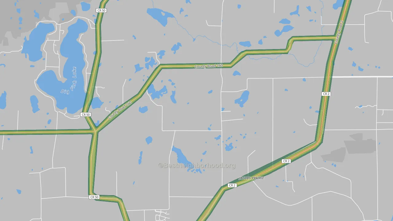Jacobs Prairie, MN Map of Noise Levels in Jacobs Prairie