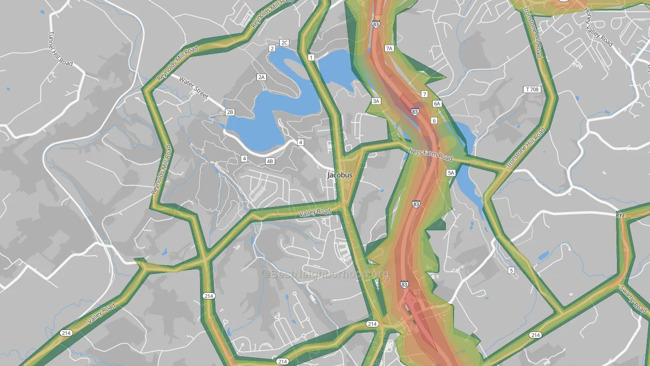 Jacobus, PA Map of Noise Levels in Jacobus