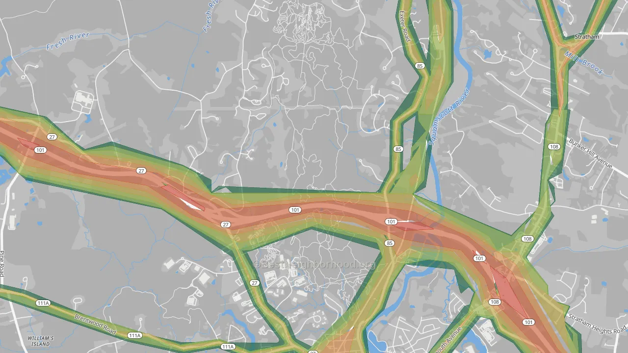 Jady Hill, NH Map of Noise Levels in Jady Hill