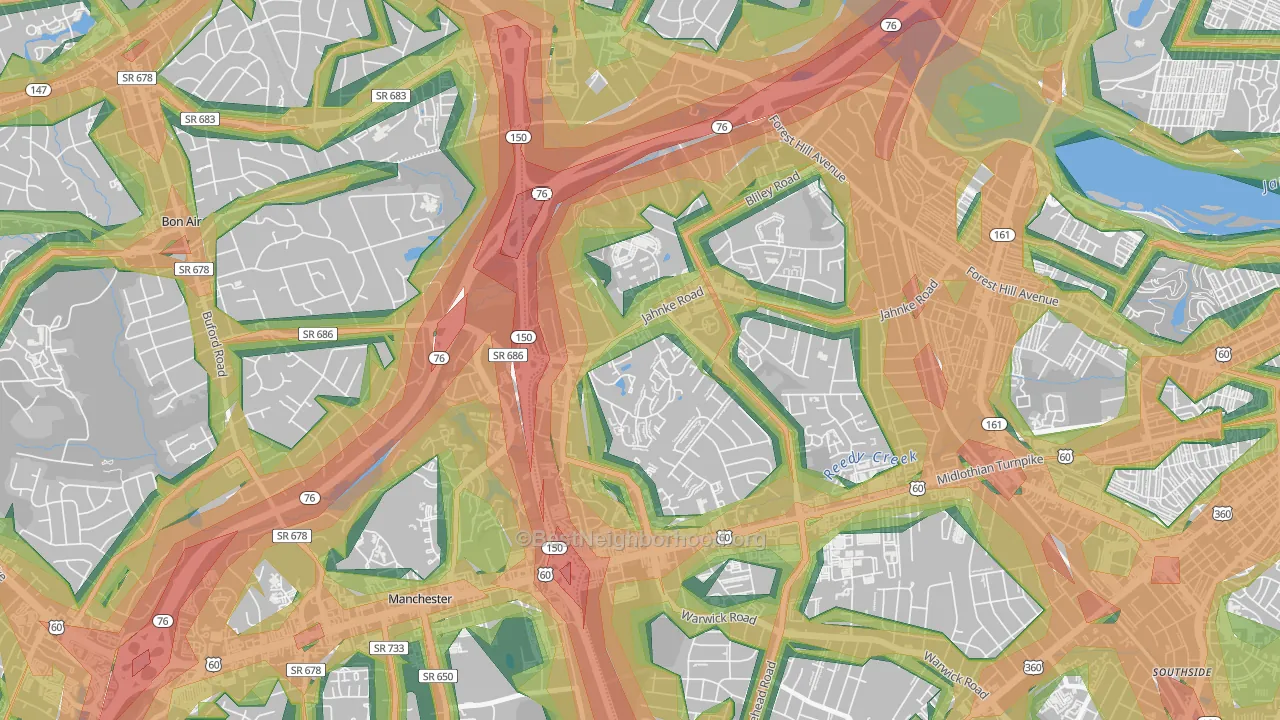 Jahnke, Richmond, VA Map of Noise Levels in Jahnke