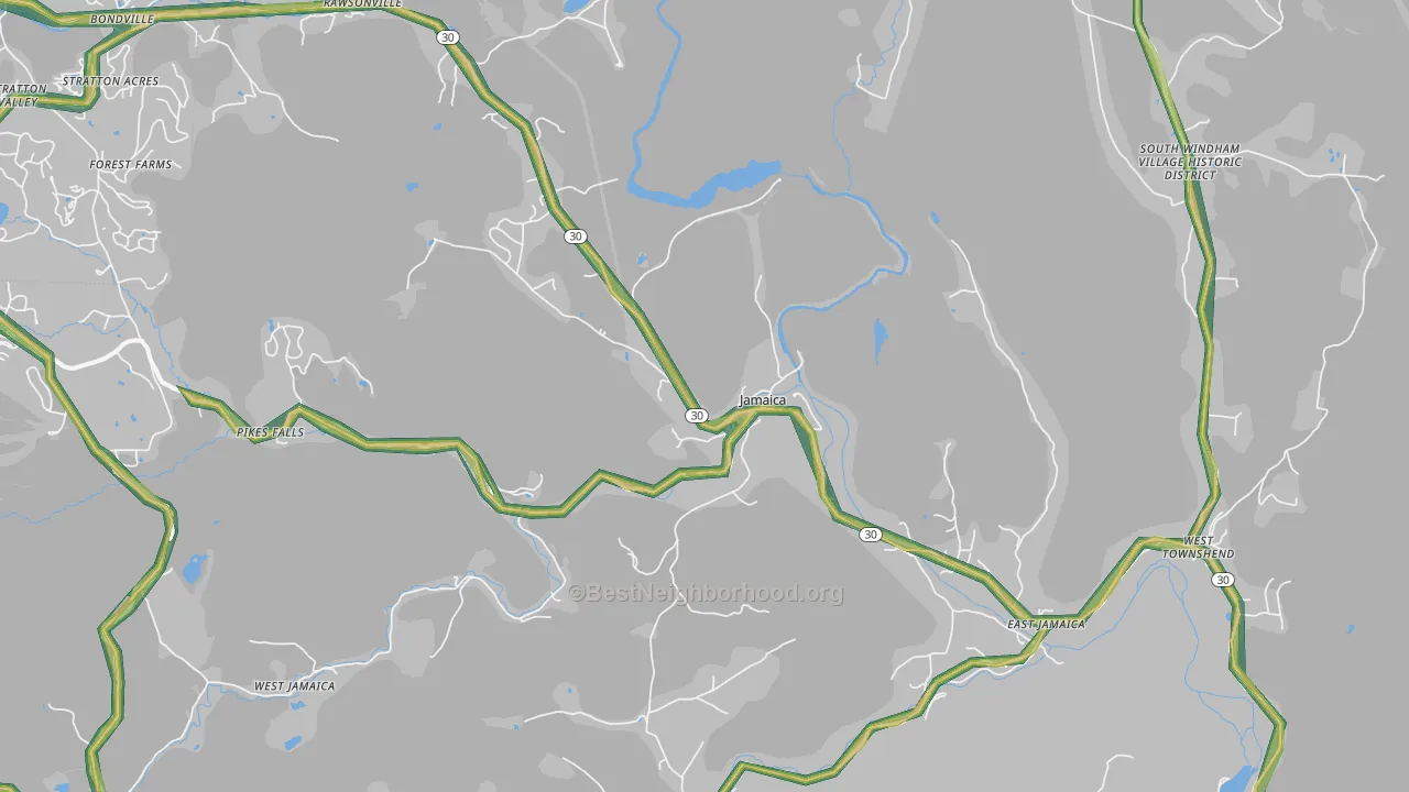 Jamaica, VT Map of Noise Levels in Jamaica