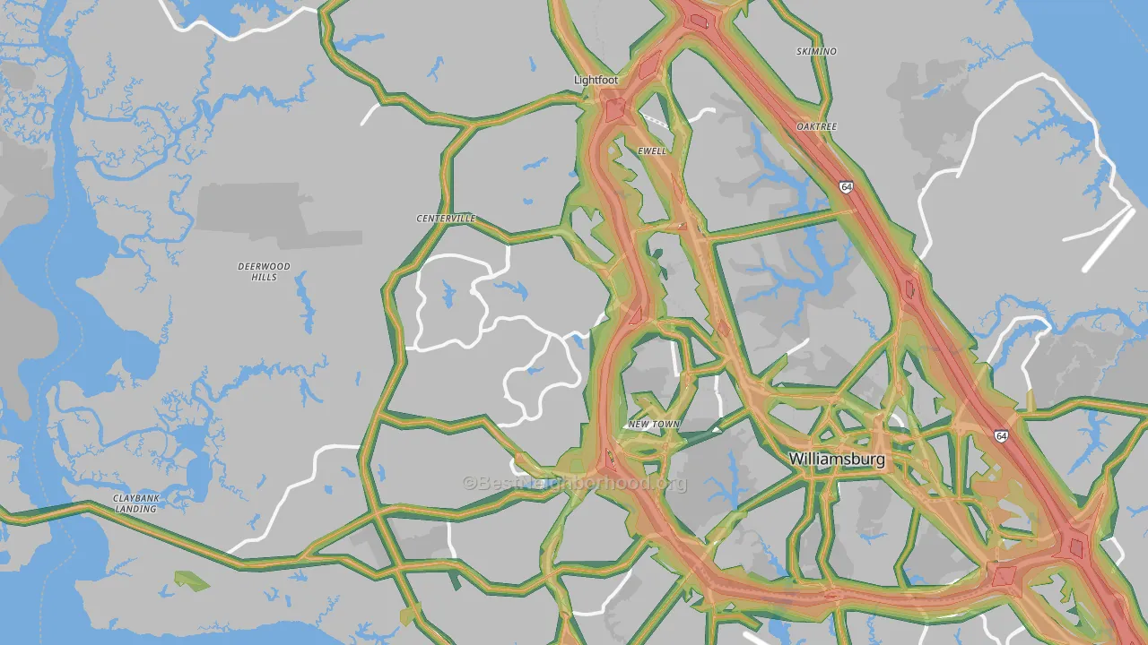 James City County, VA Map of Noise Levels in James City County