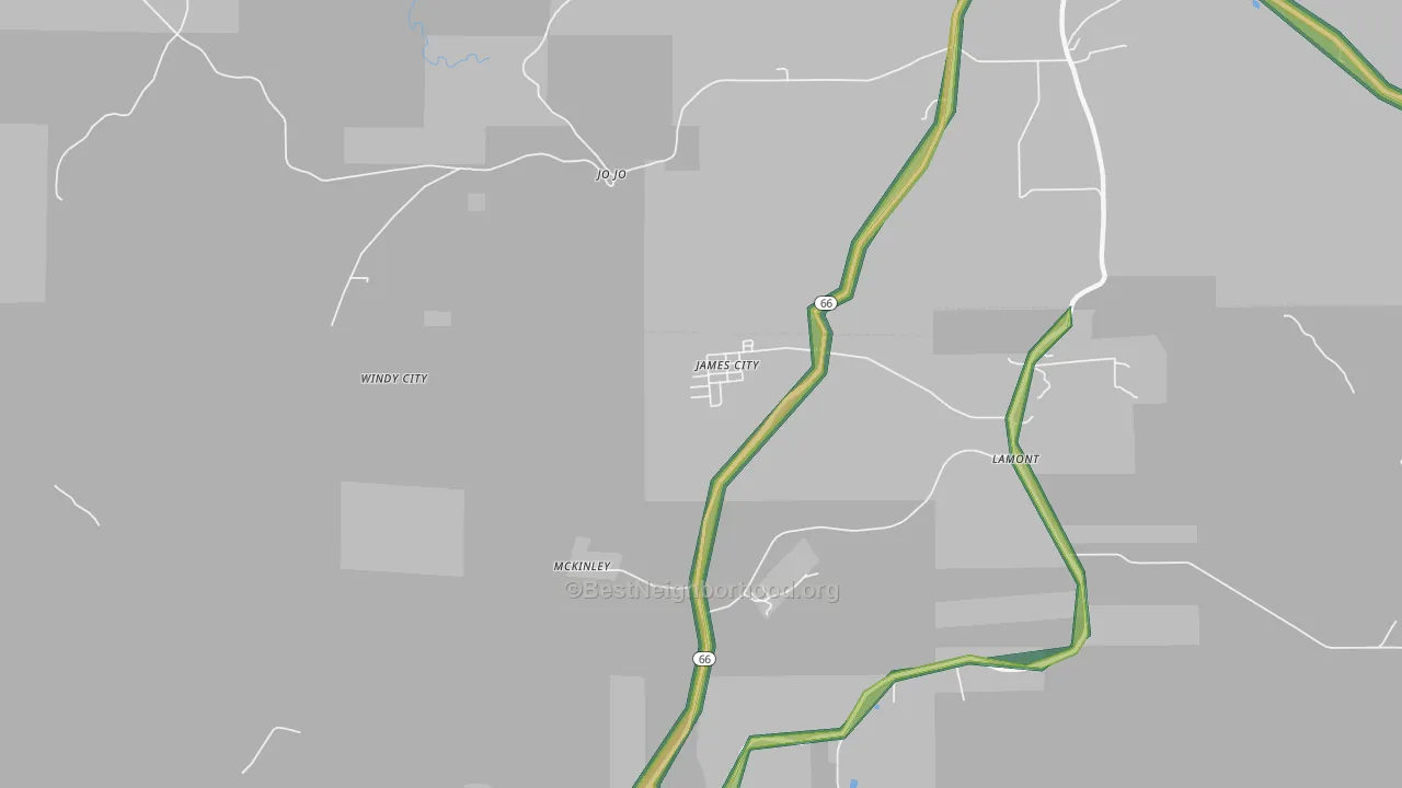 James City, PA Map of Noise Levels in James City