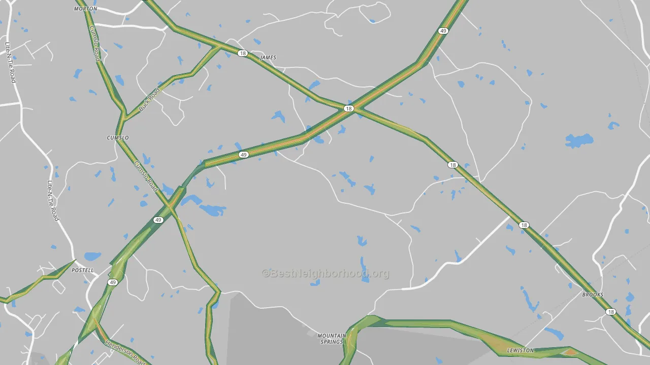James, GA Map of Noise Levels in James