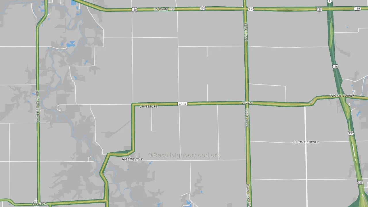 Jamesburg, IL Map of Noise Levels in Jamesburg