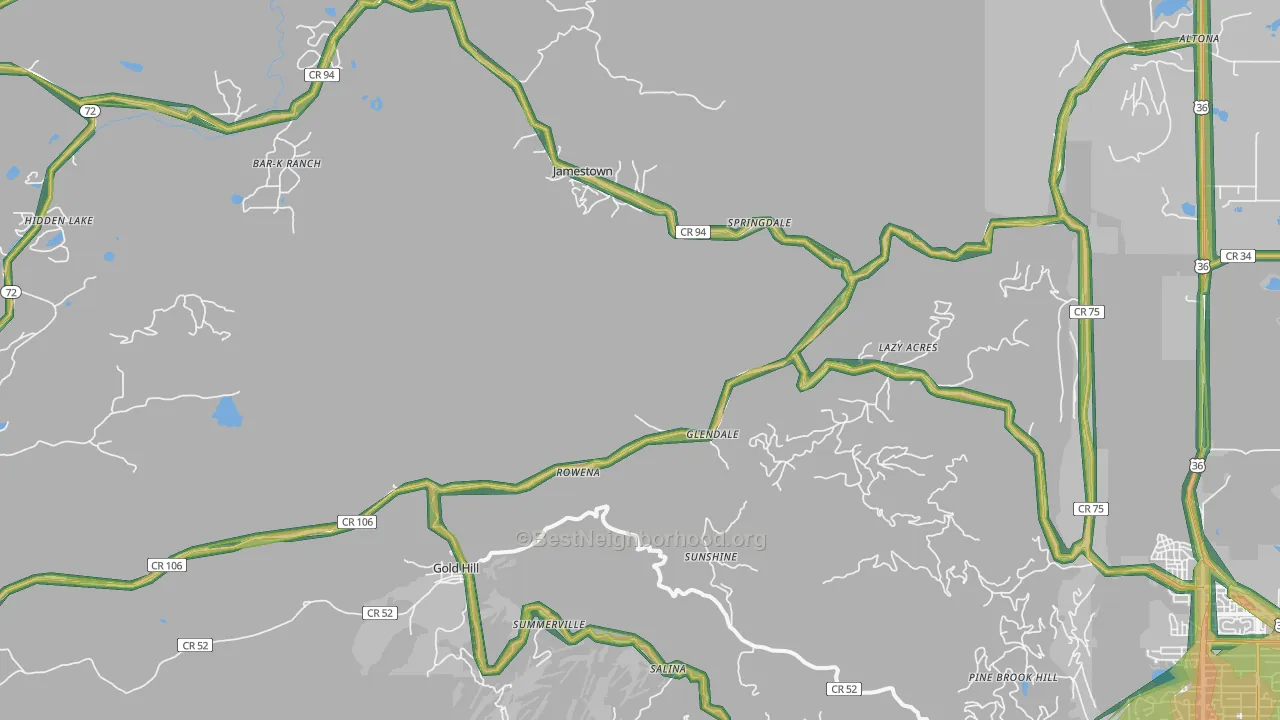 Jamestown, CO Map of Noise Levels in Jamestown
