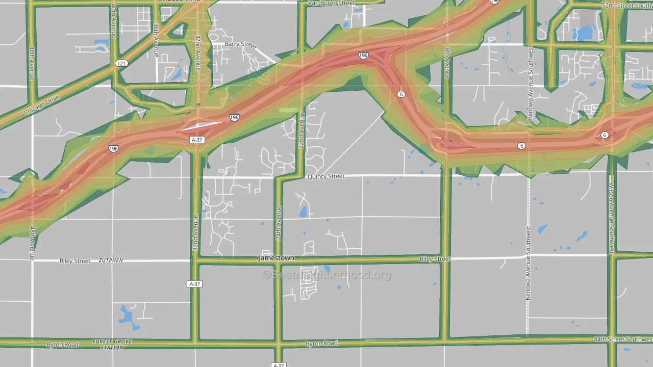 Jamestown, MI Map of Noise Levels in Jamestown