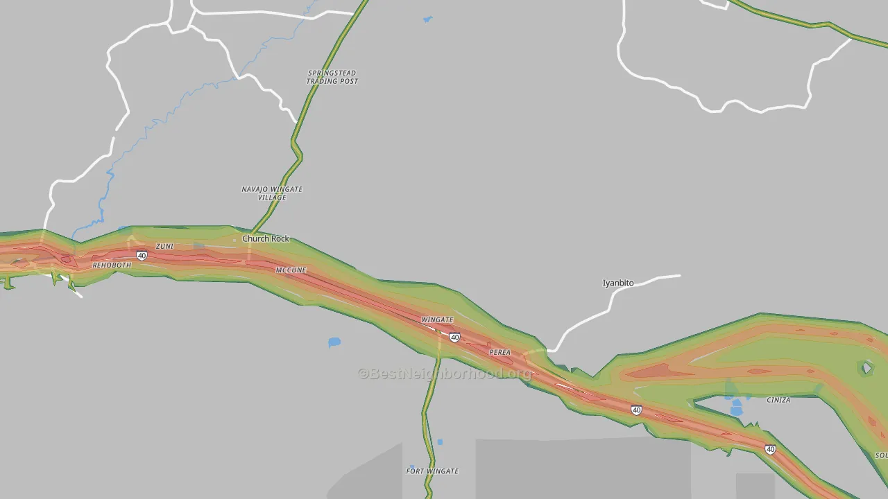 Jamestown, NM Map of Noise Levels in Jamestown